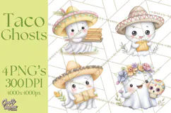 Taco Ghost Clipart PNG, Mexican Fiesta Clip Art Product Image 1
