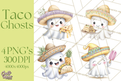 Taco Ghost Clipart PNG, Mexican Fiesta Clip Art Product Image 1