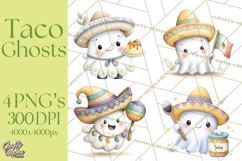 Taco Ghost Clipart PNG, Mexican Fiesta Clip Art Product Image 1