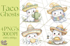 Taco Ghost Clipart PNG, Mexican Fiesta Clip Art Product Image 1