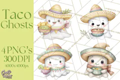 Taco Ghost Clipart PNG, Mexican Fiesta Clip Art Product Image 1