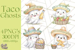 Taco Ghost Clipart PNG, Mexican Fiesta Clip Art Product Image 1