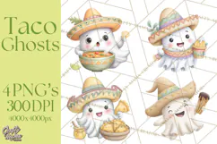 Taco Ghost Clipart PNG, Mexican Fiesta Clip Art Product Image 1