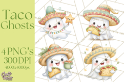 Taco Ghost Clipart PNG, Mexican Fiesta Clip Art Product Image 1