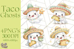 Taco Ghost Clipart PNG, Mexican Fiesta Clip Art Product Image 1