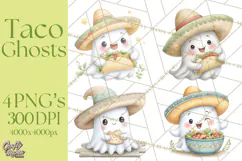 Taco Ghost Clipart PNG, Mexican Fiesta Clip Art Product Image 1
