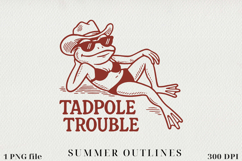 Vintage Sassy Summer Line Art Clipart, Sublimation PNG Product Image 1