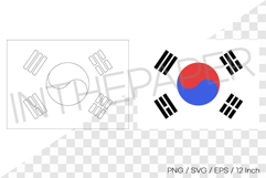 Taegeukgi Korean Flag Color &amp; Line Art EPS SVG PNG Vector Product Image 1