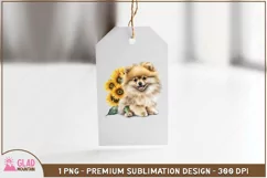 Pomeranian puppy sunflower sublimation png, watercolor dog Product Image 4