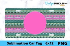 Sublimation Car Tag - Car Tag PNG - Pink Tribal Monogram Product Image 1