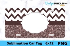 Sublimation Car Tag - Car Tag PNG - Chevron Glitter Monogram Product Image 1