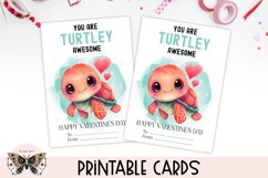 Turtle Valentines Day Card - Printable Kids Class Favor Product Image 1