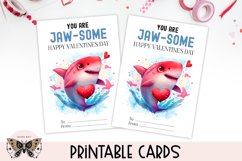 Shark Valentines Day Card - Printable Kids Class Favor Product Image 1