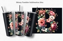 Floral letter &quot;B&quot;, Tumbler Wrap 20oz Product Image 1