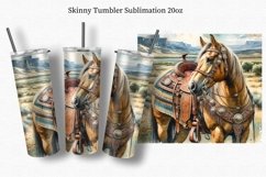 Western horse clipart, Tumbler Wrap 20oz, Watercolor clipart Product Image 1