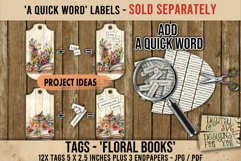 Tags Floral Books printable ephemera/embellishments. 300dpi high quality Digital images that can be used for Junk Journals, Scrapbooking, Cardmaking or other paper crafts.