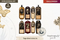 Gothic Haunted House Halloween Junk Journal tags sheet Product Image 1