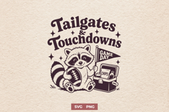 Tailgates &amp; Touchdowns SVG, Football Raccoon Game Day PNG Product Image 1