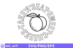 Funny Bathroom Peach Doodle SVG PNG Design Product Image 1