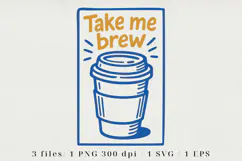 Retro Coffee Line Art Clipart, Funny Puns SVG | PNG | EPS Product Image 1