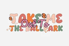Take Me Out To The Ballpark Retro Baseball Quote SVG Design Product Image 1