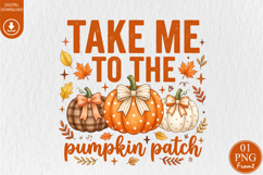 Take Me To The Pumpkin Patch PNG, Coquette Bow Pumpkin Product Image 1