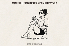 Take Your Time Woman Line Art Relax SVG PNG EPS Product Image 1