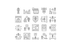 electric grid energy power icons set vector Product Image 1