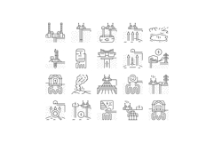 geothermal energy power plant icons set vector Product Image 1