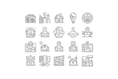 green building city eco office icons set vector Product Image 1