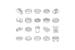 mexican cuisine food dinner icons set vector Product Image 1