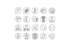 osteoporosis bone pain calcium icons set vector Product Image 1