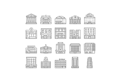 bank building money business icons set vector Product Image 1