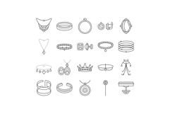 jewelry ring gold necklace icons set vector Product Image 1