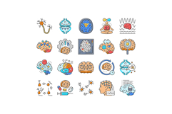 neuroscience brain neurology icons set vector Product Image 1