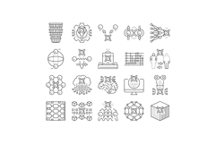 quantum technology data science icons set vector Product Image 1