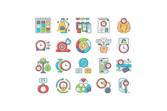 time management clock work icons set vector Product Image 1