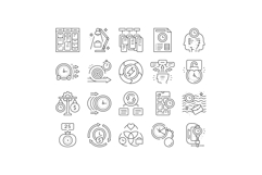 time management clock work icons set vector Product Image 1