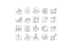 wave energy power tidal icons set vector Product Image 1