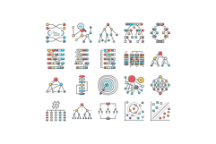 algorithm data technology ai icons set vector Product Image 1