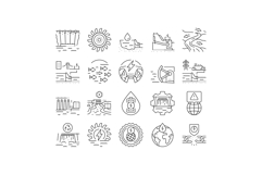 hydroelectric power plant energy icons set vector Product Image 1