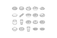 indian cuisine food curry icons set vector Product Image 1