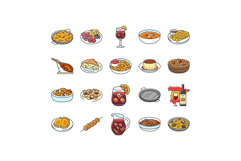 spanish cuisine food paella tapas icons set vector Product Image 1