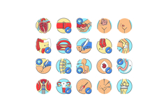 surgery doctor surgeon hospital icons set vector Product Image 1