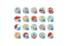 surgery operate room invasive icons set vector Product Image 1
