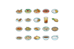thai cuisine food asia icons set vector Product Image 1