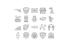 paintball game player team icons set vector Product Image 1