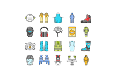 ppe protective safety kit icons set vector Product Image 1