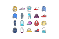 streetwear cloth fashion urban icons set vector Product Image 1