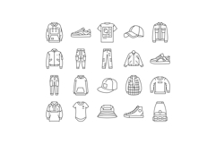 streetwear cloth fashion urban icons set vector Product Image 1